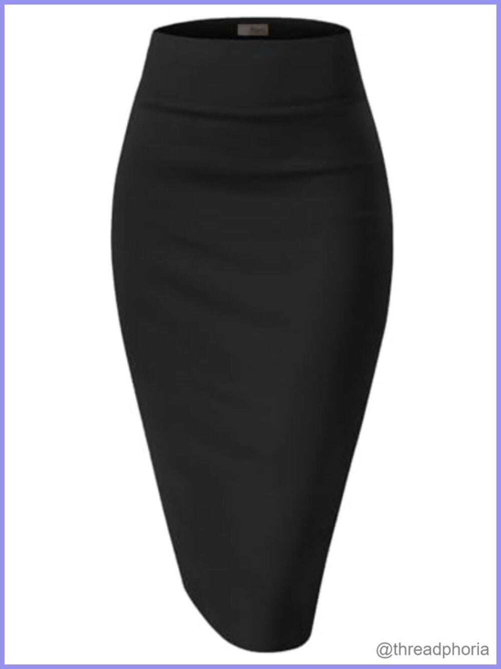 Nylon Ponte Stretch High Waist Pencil Suit Skirt Below Knee